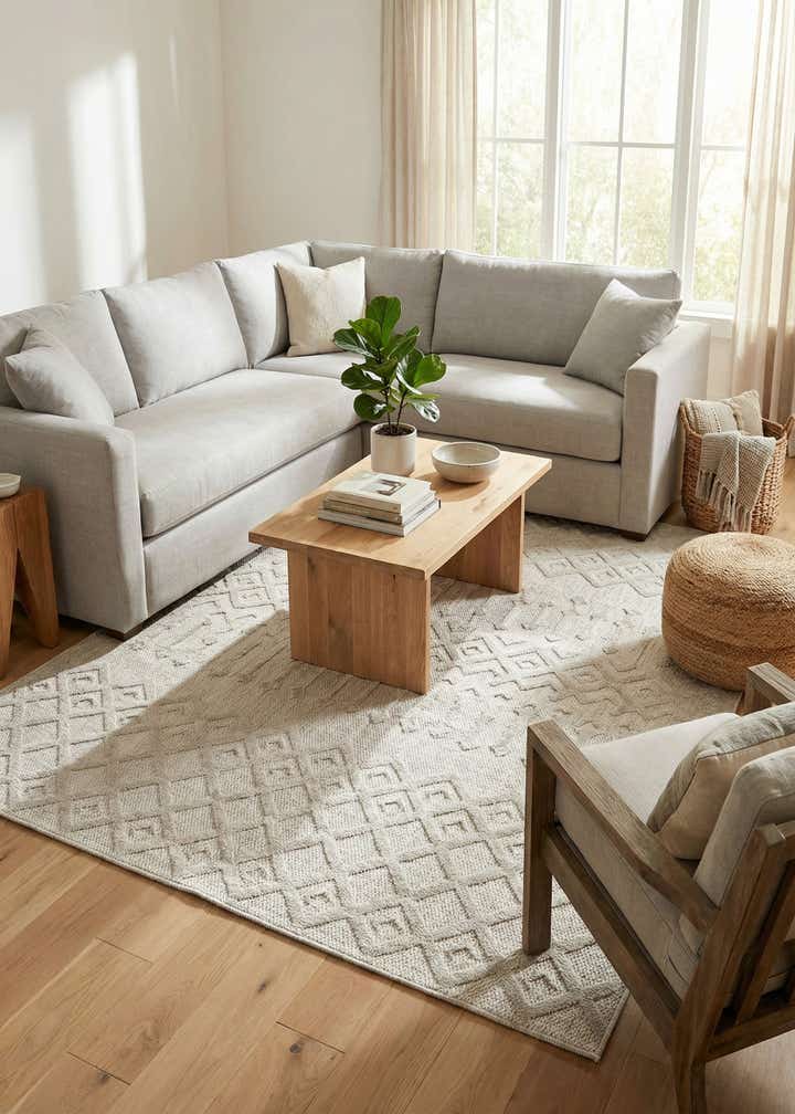 7' 10 x 10' Easy-Clean Trellis Textured Indoor / Outdoor Rug