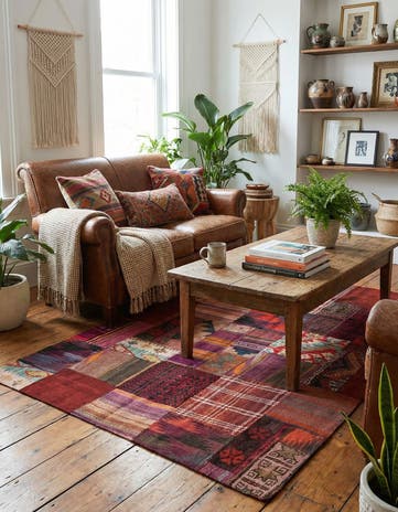 4' 1 x 6' Hand Woven Kilim Patchwork Wool Rug