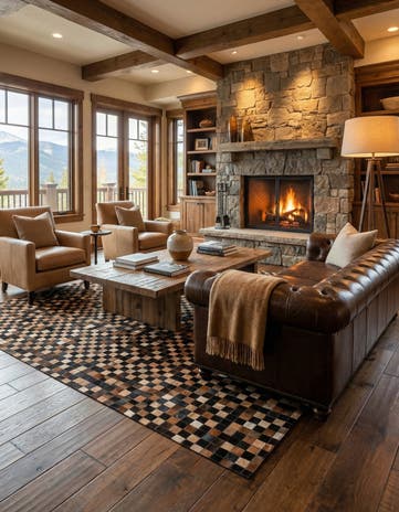 5' 1 x 8' Cowhide Leather Rug