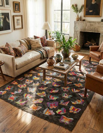 6' 4 x 9' 10 Hand Woven Kilim Suzani Wool Rug