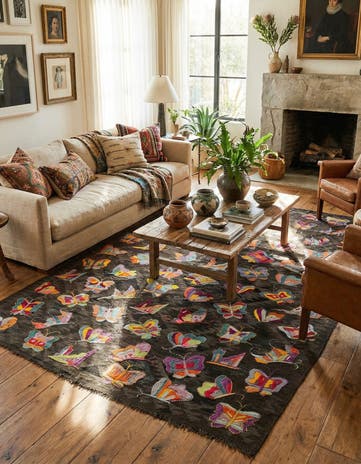 6' 4 x 9' 10 Hand Woven Kilim Suzani Wool Rug