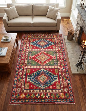 3' 9 x 6' 4 Hand Knotted Kazak Rug