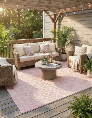 6' x 9' Easy-Clean Trellis Textured Indoor / Outdoor Rug