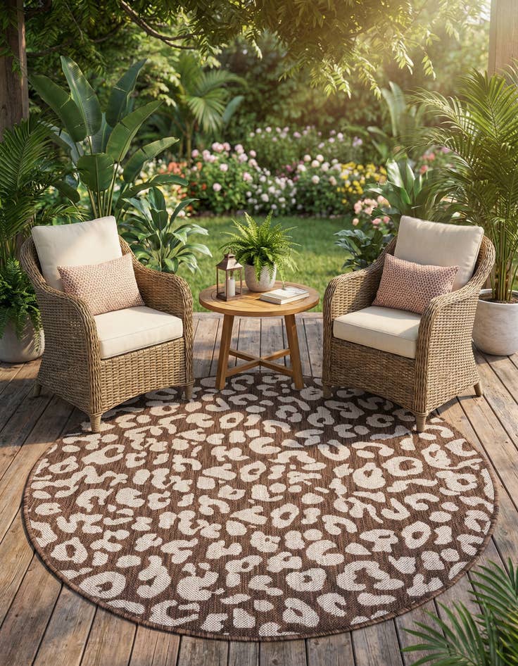 Detail image of 4' x 4'  Washable Safari Indoor / Outdoor Round Rug