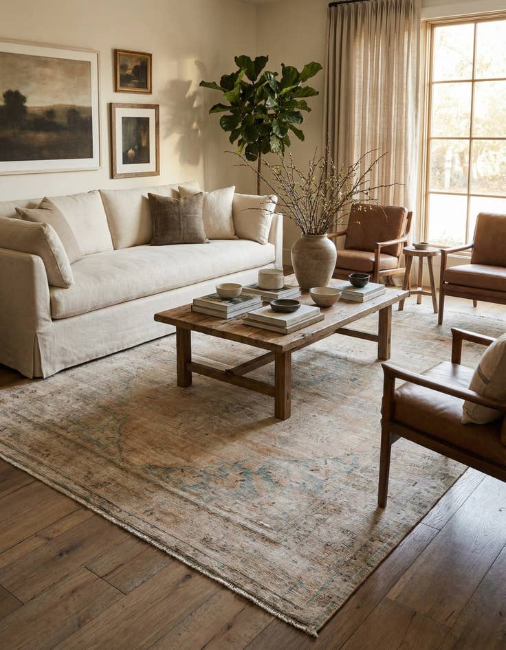 Detail image of 7' x 10' 7  Hand Knotted Ultra Vintage Persian Wool Rug