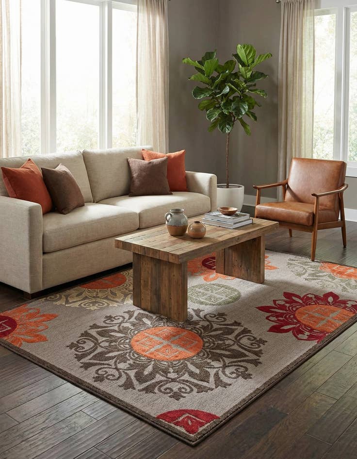 Detail image of 7' x 10'  Washable Modern Indoor / Outdoor Rug