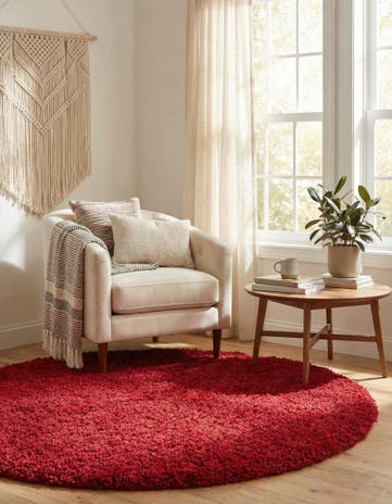 6' x 6' Solid Shag Round Rug