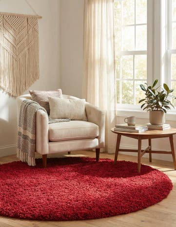 6' x 6' Solid Shag Round Rug