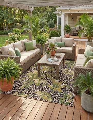 10' x 12' Easy-Clean Botanical Indoor / Outdoor Rug