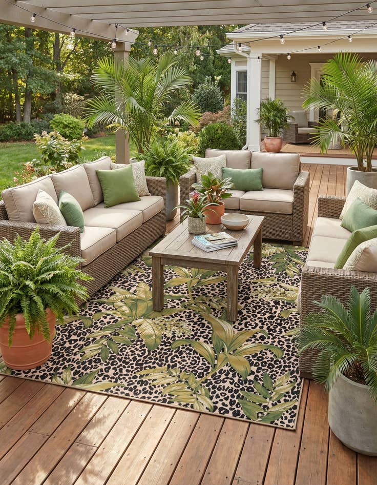 Detail image of 10' x 12'  Washable Botanical Indoor / Outdoor Rug