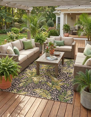 10' x 12' Easy-Clean Botanical Indoor / Outdoor Rug