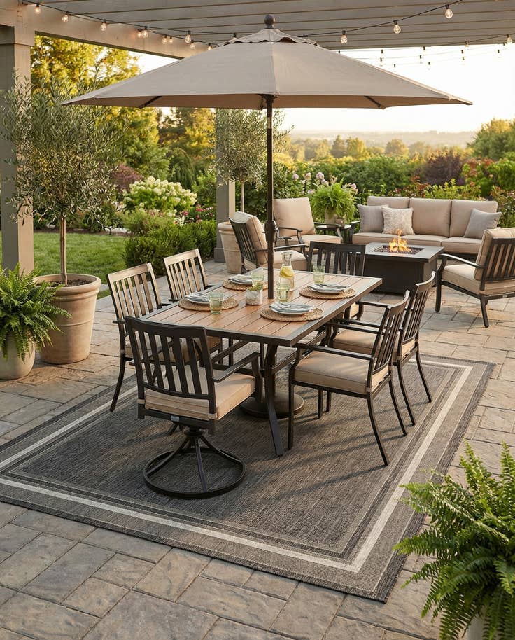 Detail image of 7' 10 x 11' Easy-Clean Border Indoor / Outdoor Rug