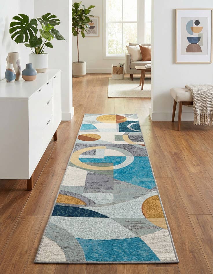 Detail image of 2' x 8' Easy-Clean Modern Indoor / Outdoor Runner Rug