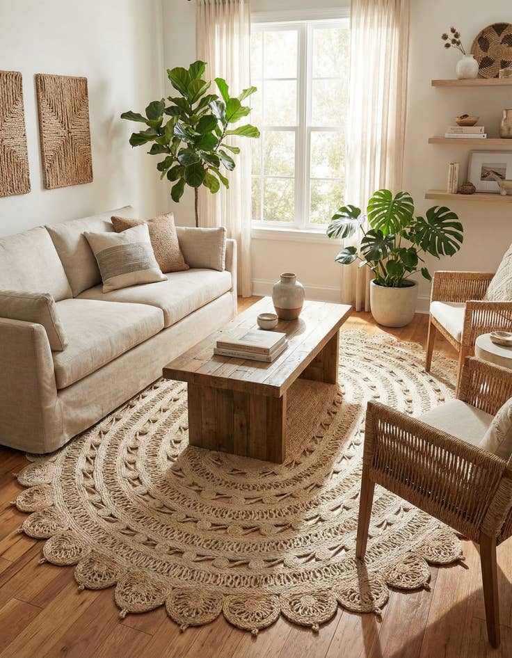 Detail image of  7' 10 x 10'  Hand Braided Jute Oval Rug