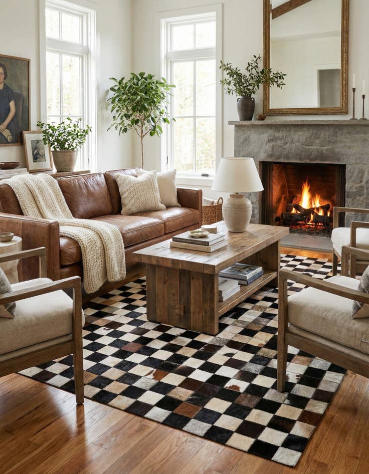 Detail image of 4' 8 x 6' 8 Cowhide Stocks Rug