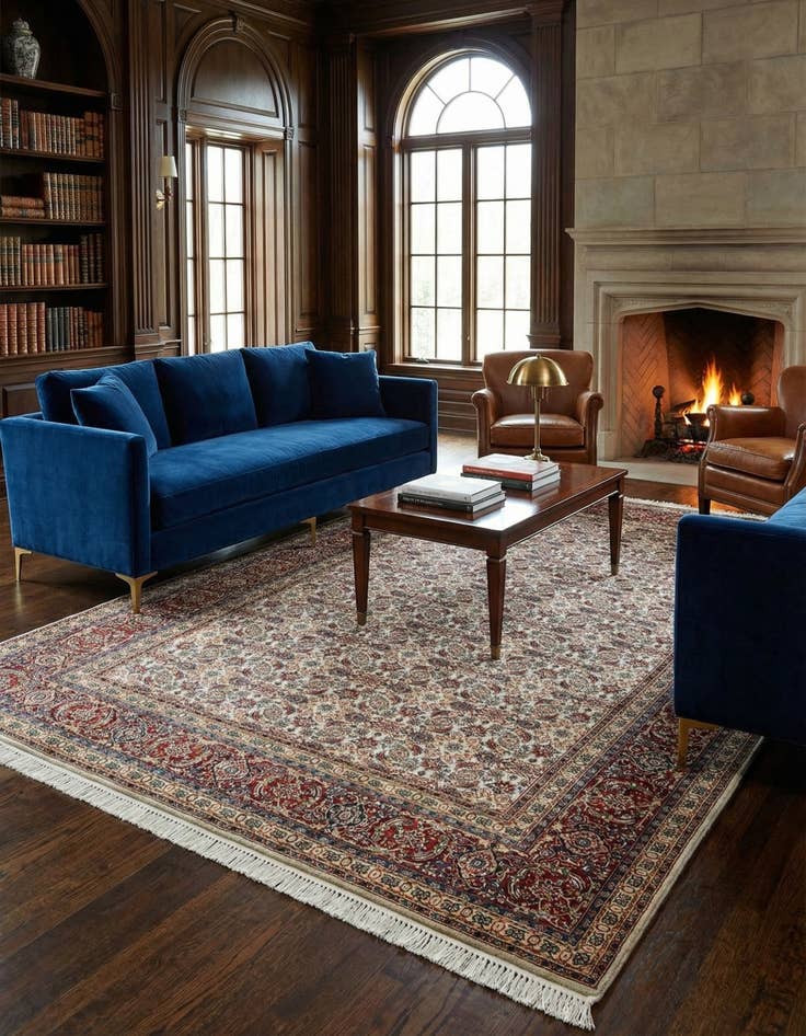 Detail image of 6' 9 x 11'  Hand Knotted Farahan Oriental Wool Rug