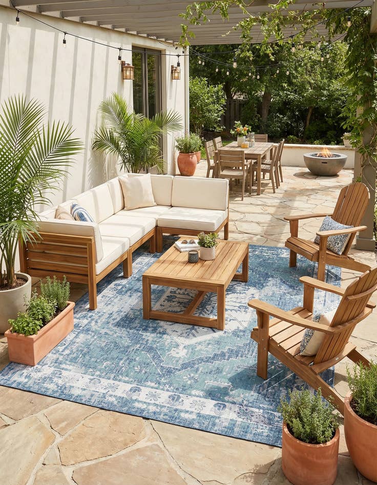 Detail image of 10' x 13'  Washable Traditional Indoor / Outdoor Rug