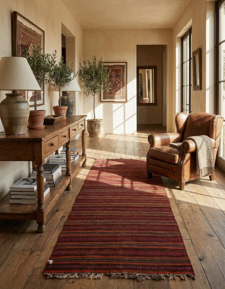 Detail image of 4' x 11' 7  Hand Woven Kilim Fars Wool Runner Rug