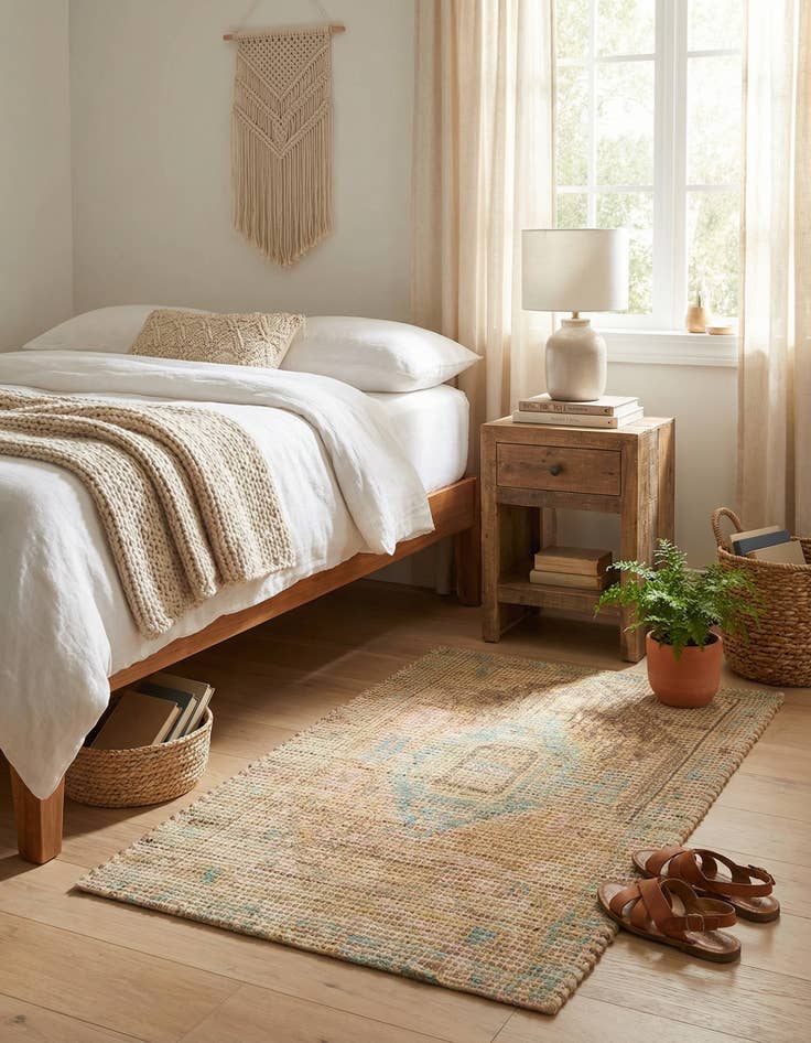 Detail image of  2' x 3' 1  Hand Woven Chenille Jute Rug