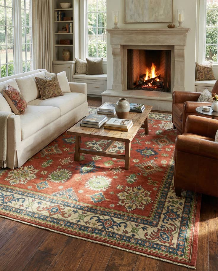 Detail image of 6' 1 x 9' 10 Hand Knotted Kazak Rug