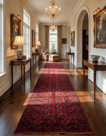 2' 7 x 19' Hand Knotted Afghan Akhche Wool Runner Rug
