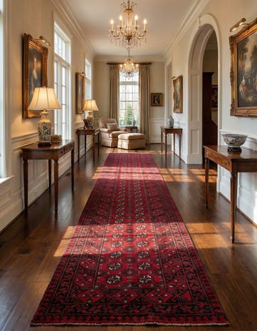 2' 7 x 19' Hand Knotted Afghan Akhche Wool Runner Rug