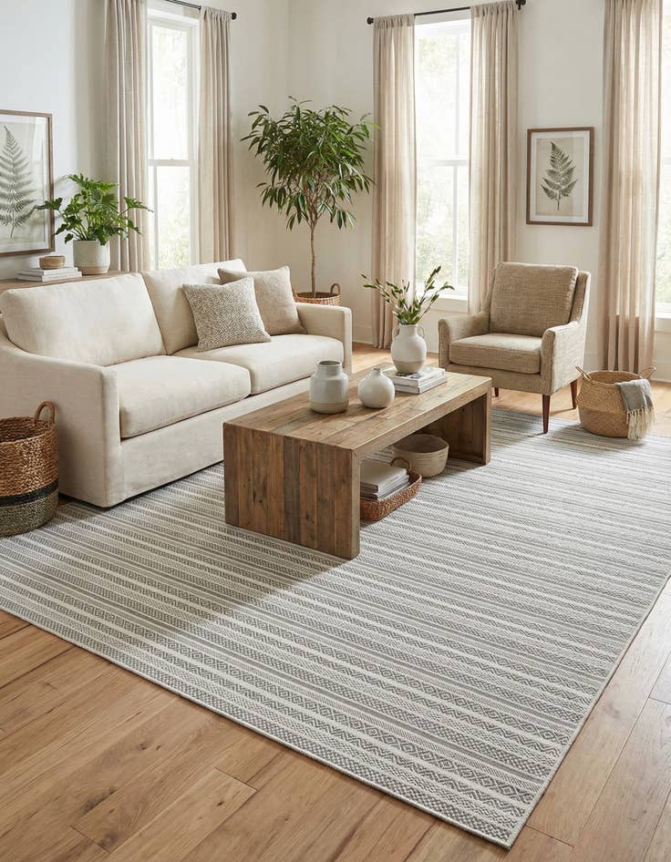 Detail image of 9' x 12'  Washable Striped Indoor / Outdoor Rug