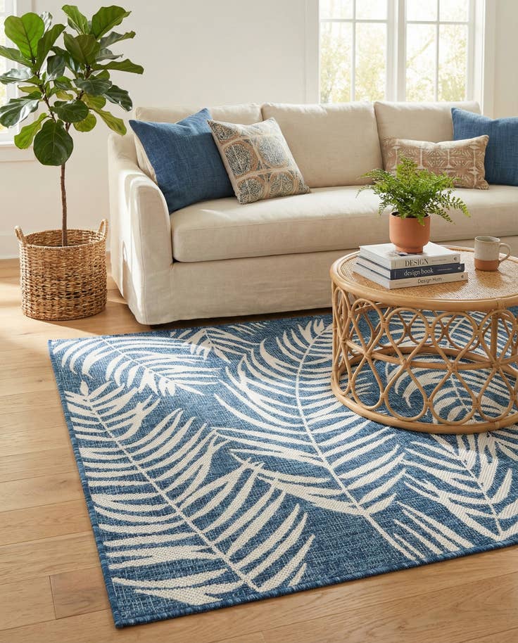 Detail image of 4' x 6' Easy-Clean Botanical Indoor / Outdoor Rug