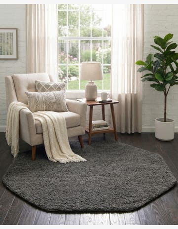 Dark Gray Everyday Shag Octagon Rug