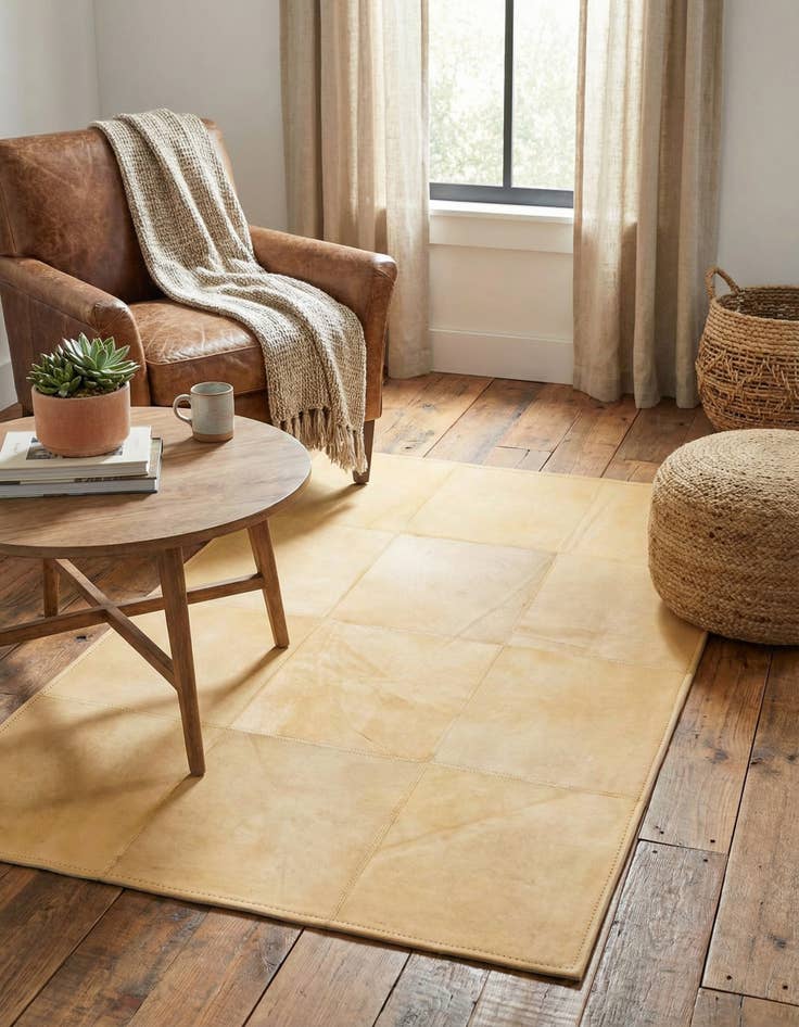 Detail image of 2' 1 x 3' 1 Cowhide Leather Rug