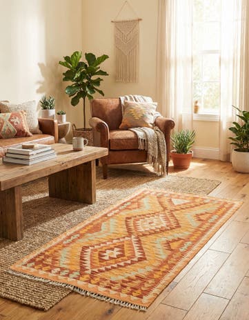 2' 10 x 4' 8 Hand Woven Kilim Waziri Wool Rug