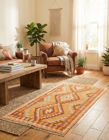 2' 10 x 4' 8 Hand Woven Kilim Waziri Wool Rug