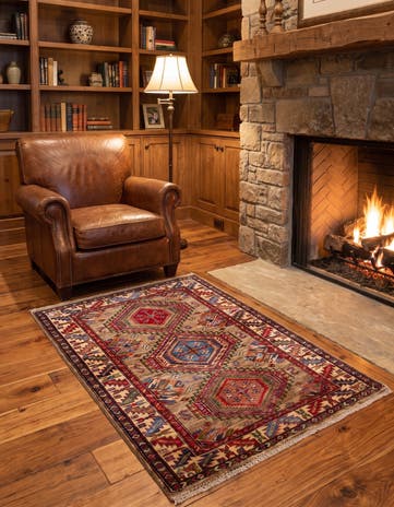 3' 5 x 5' 2 Hand Knotted Kazak Rug