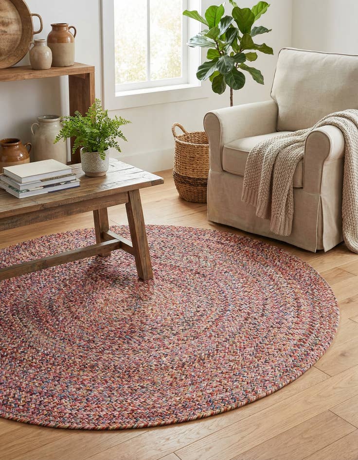 Detail image of 3' 3 x 3' 3  Hand Woven Eco Verse   Washable Indoor / Outdoor Round Rug