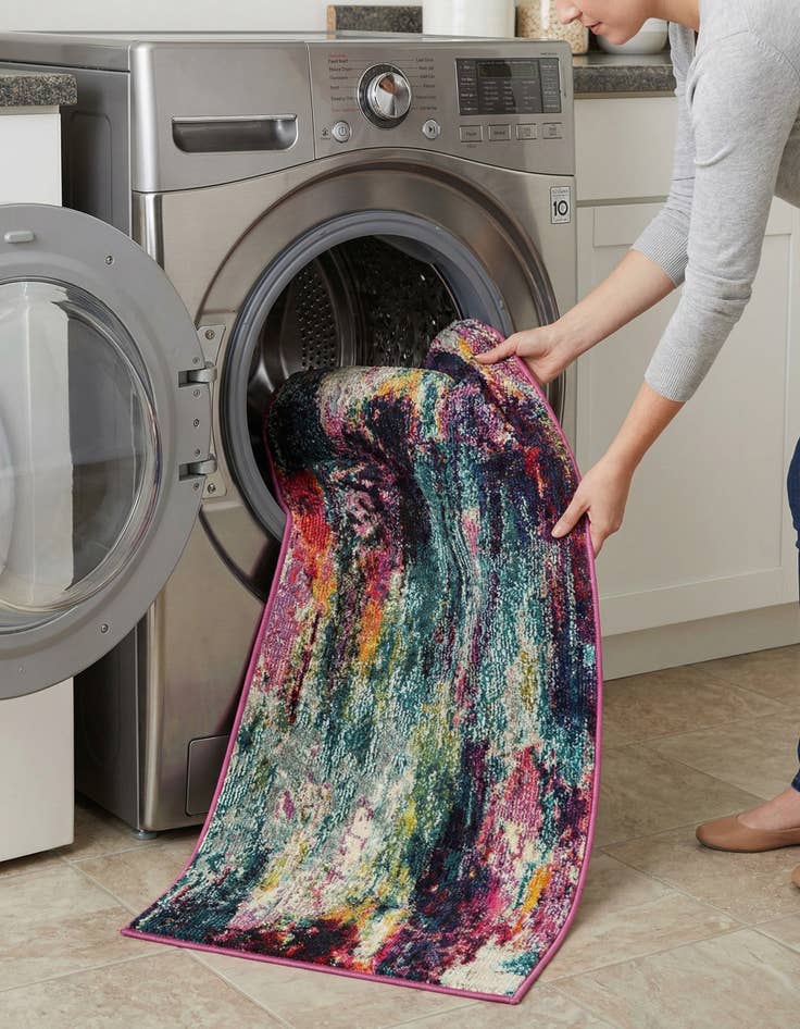 Detail image of 2' x 6' 1  Washable Spectrum Runner Rug