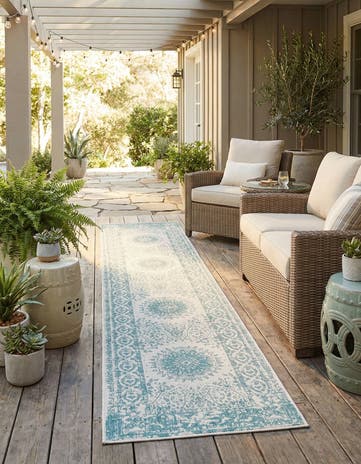 2' 7 x 12' Easy-Clean Traditional Indoor / Outdoor Runner Rug