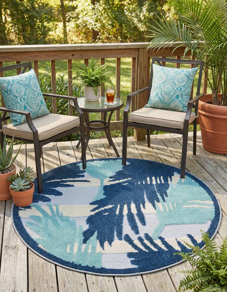 Detail image of 3' 3 x 3' 3  Washable Aruba Indoor / Outdoor Round Rug