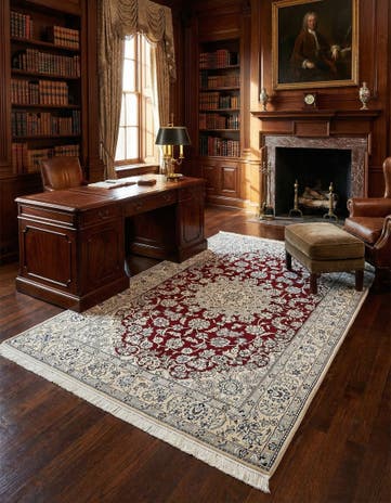 5' 1 x 8' 3 Hand Knotted Nain Persian Rug