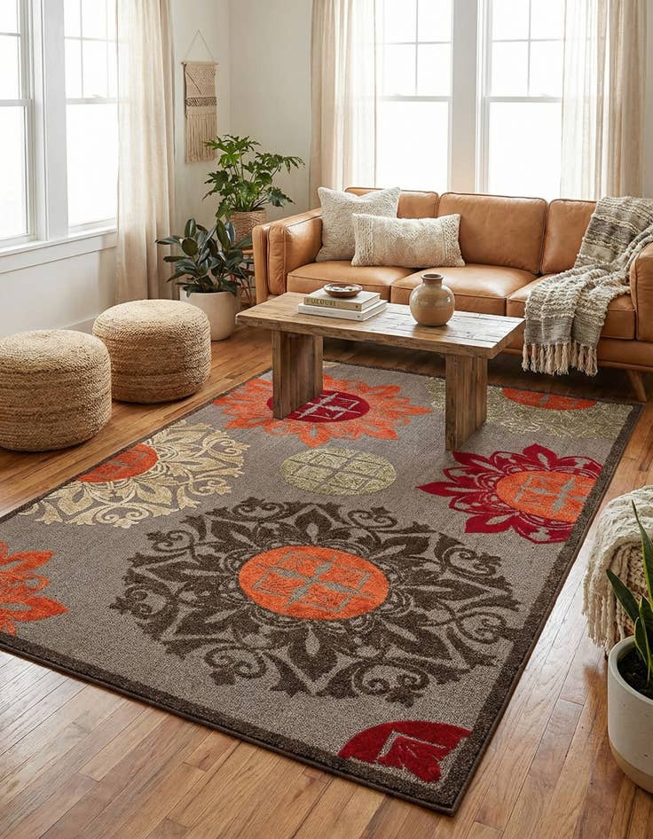 Detail image of 5' x 8'  Washable Modern Indoor / Outdoor Rug