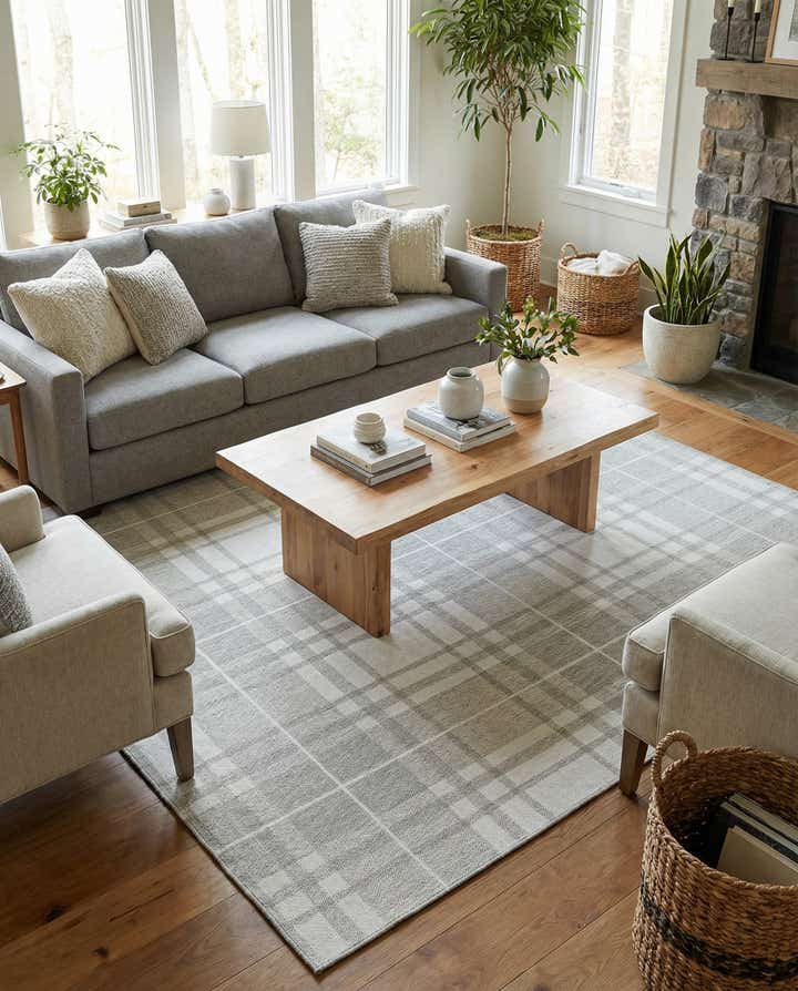 7' 10 x 7' 10 Easy-Clean Checkered Indoor / Outdoor Square Rug