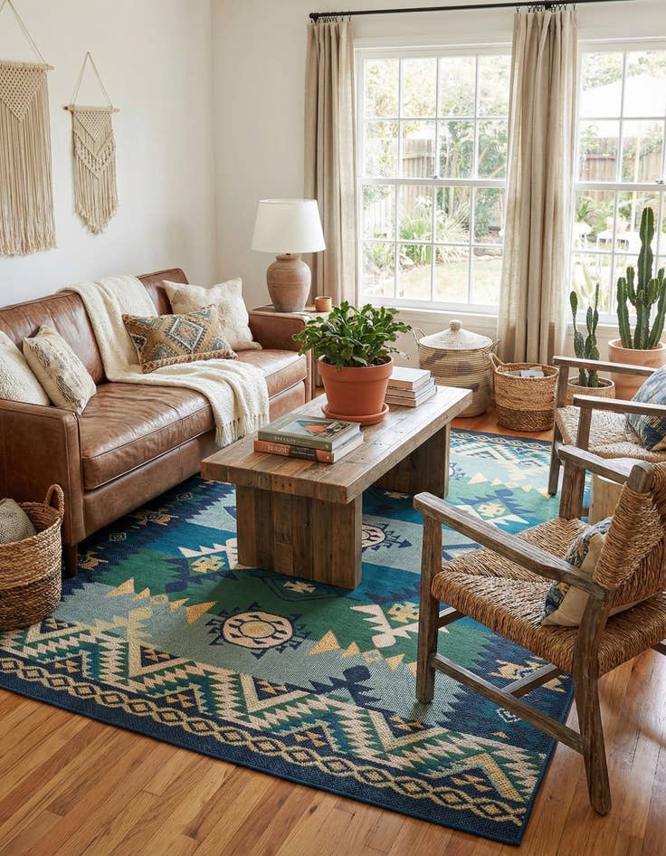 Detail image of 9' x 12' Easy-Clean Baja Indoor / Outdoor Rug