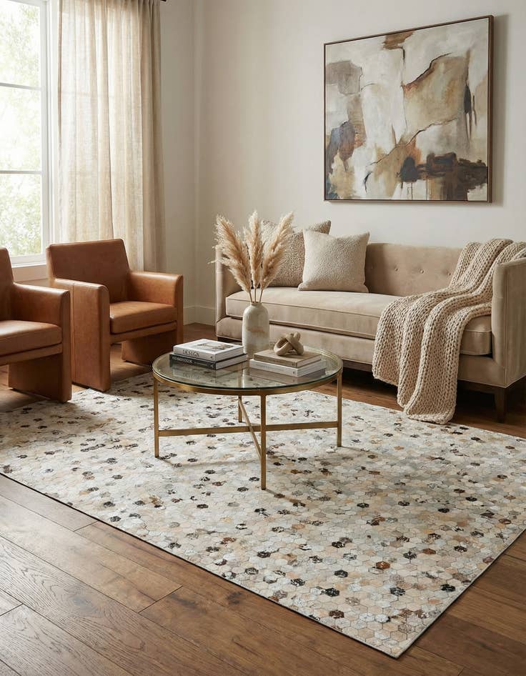 Detail image of  4' 9 x 6' 9 Cowhide Stocks Rug