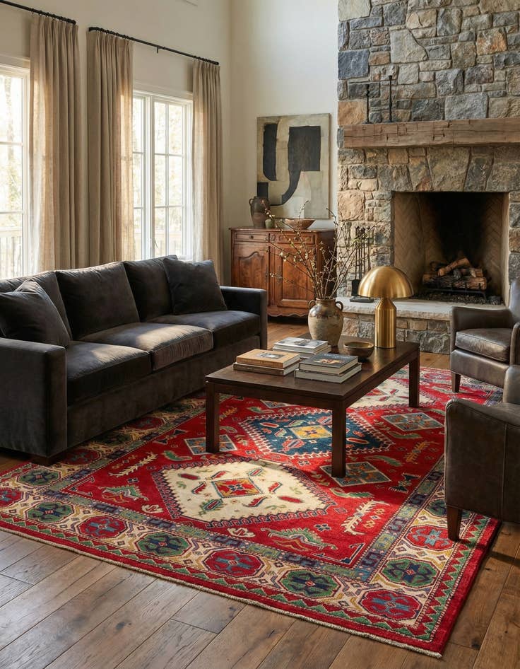 Detail image of 6' 4 x 9' 5  Hand Knotted Kazak Rug