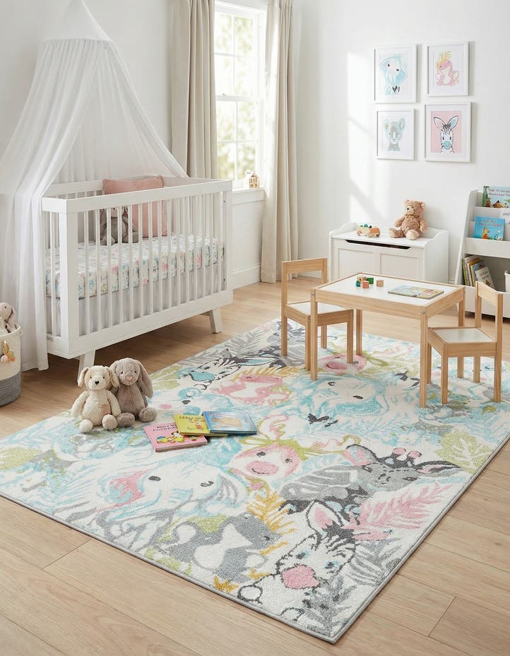 5' 3 x 8' Animals Whimsy Kids Rug
