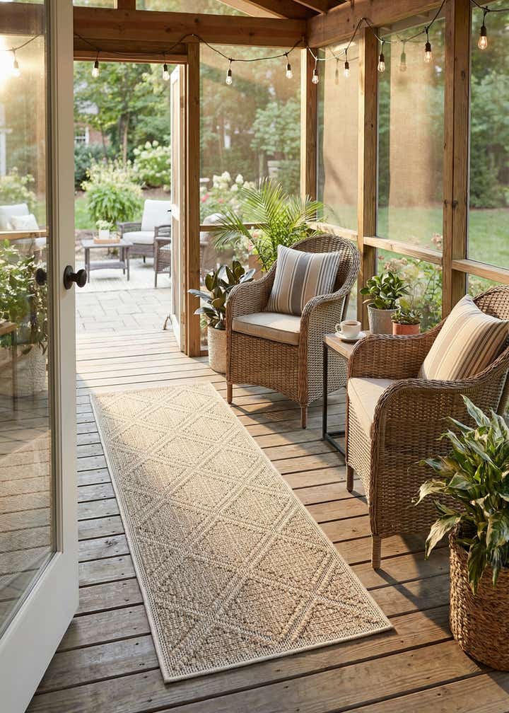 2' x 6' 1 Easy-Clean Lattice Indoor / Outdoor Runner Rug