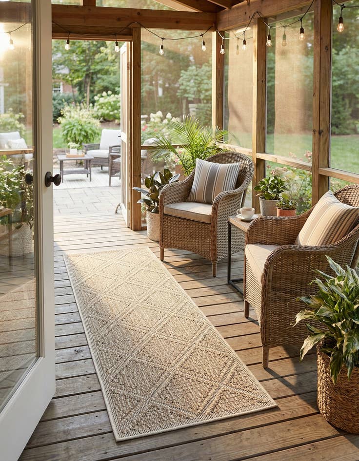 Detail image of  2' x 6' 1  Washable Lattice Indoor / Outdoor Runner Rug