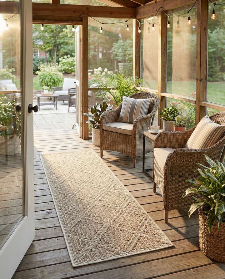 2' x 6' 1 Easy-Clean Trellis Indoor / Outdoor Runner Rug