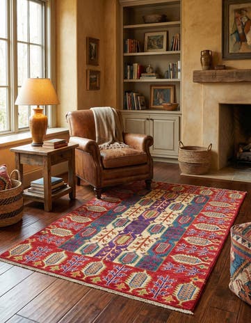 3' 4 x 5' Hand Knotted Kazak Rug