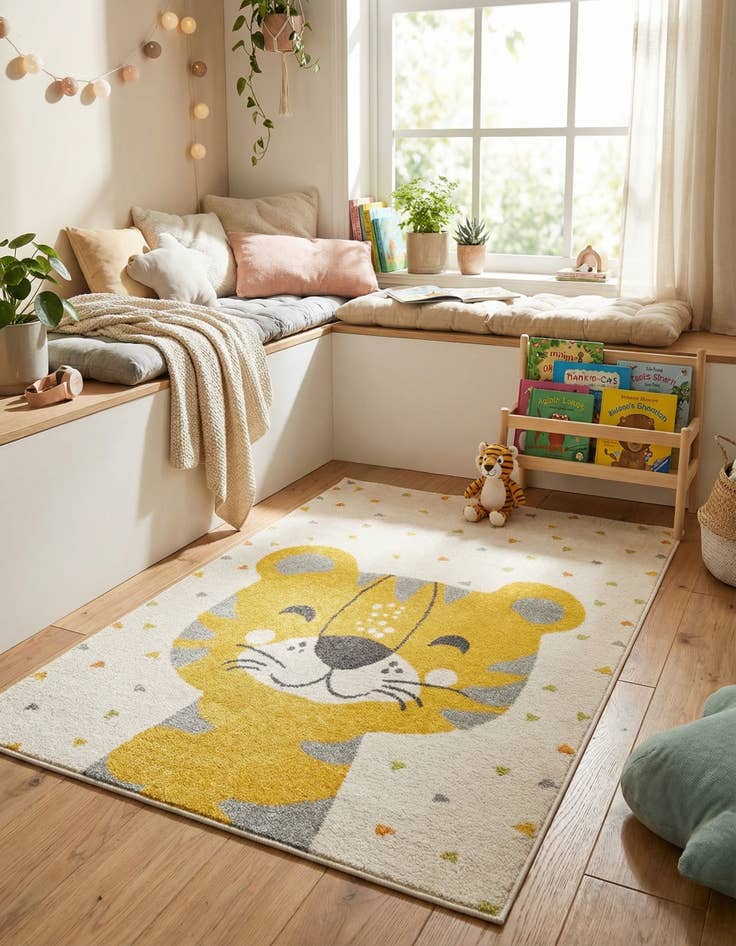Detail image of  4' x 6' Tiger Whimsy Kids Rug