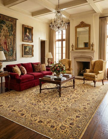8' x 11' 2 Hand Knotted Kashan Persian Wool Rug